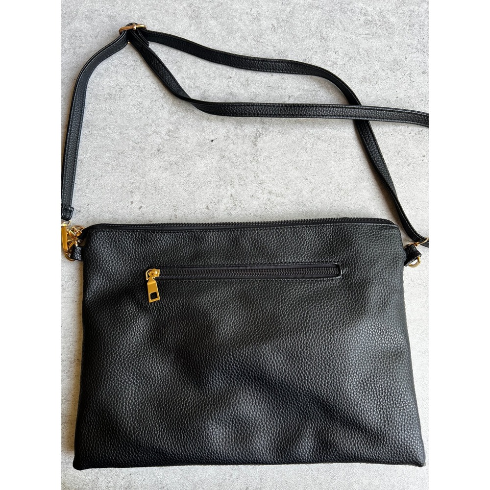 Sequin Portrait Crossbody Bag White Black Faux Leather Adjustable Strap Clutch - Picture 3 of 4